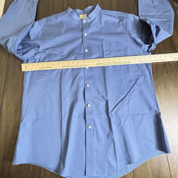 TRAVELSMITH XL Band Mandarin Collar Frontier Pocket Blue ENRO Hong Kong Shirt - Picture 3 of 7